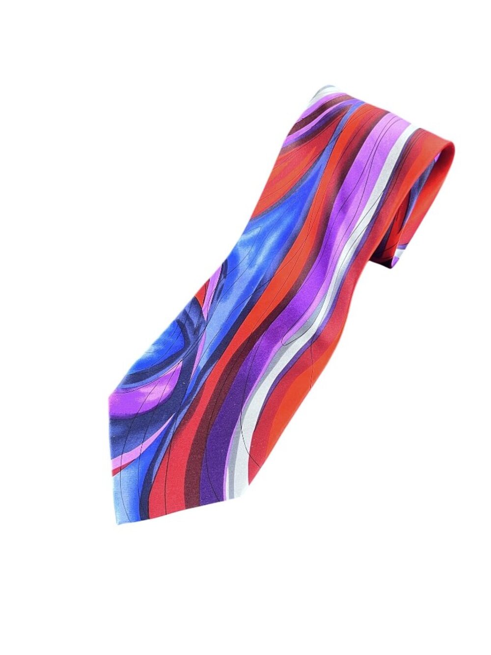 Vintage  J. Garcia Emerging Elephant 100% Silk Tie Red Purple Blue Abstract 1996
